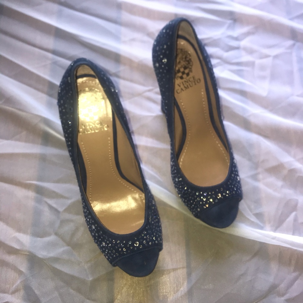 Vince Camino blue velvet sparkly 7.5 heels new - Picture 6 of 8